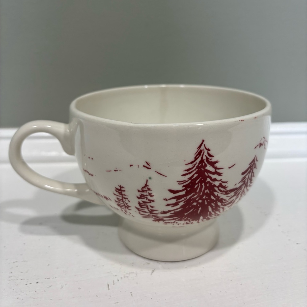Anthropologie Christmas Toile Holiday Mug Red/White Scenic Teacup - Picture 6 of 7